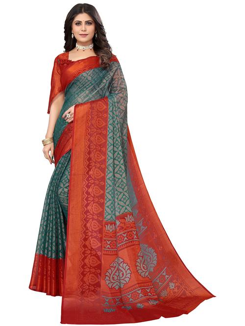 florals printed saree with blouse - 19568334 -  Standard Image - 0