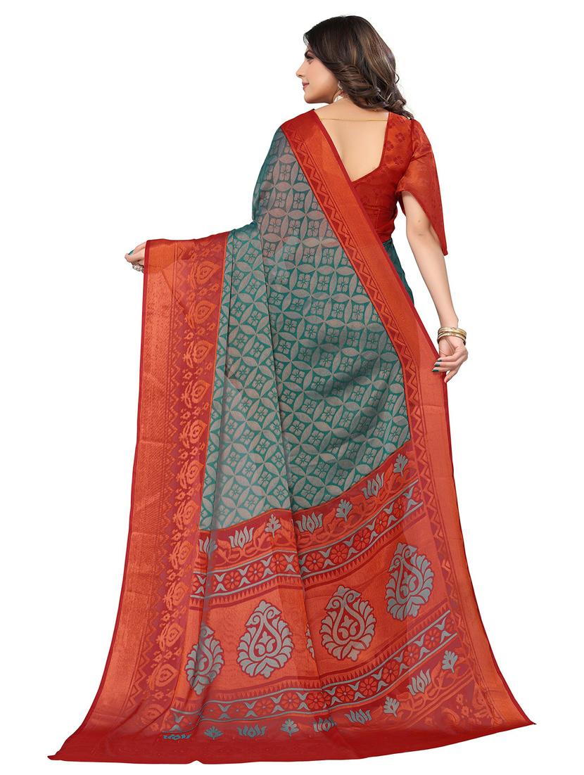 florals printed saree with blouse - 19568334 - Standard Image - 3