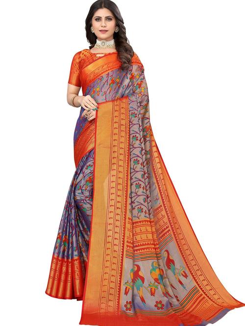 self design saree with blouse - 19568342 -  Standard Image - 0