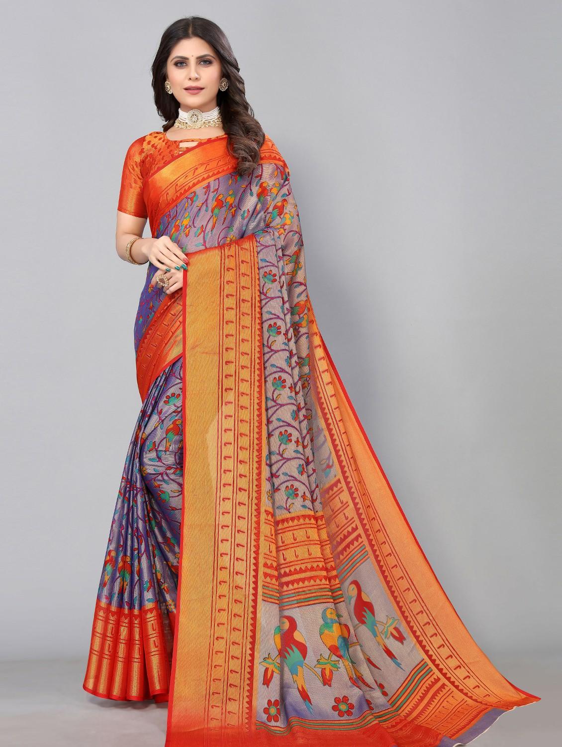 grey woven self design saree with blouse  - 19568343 -  Zoom Image - 0