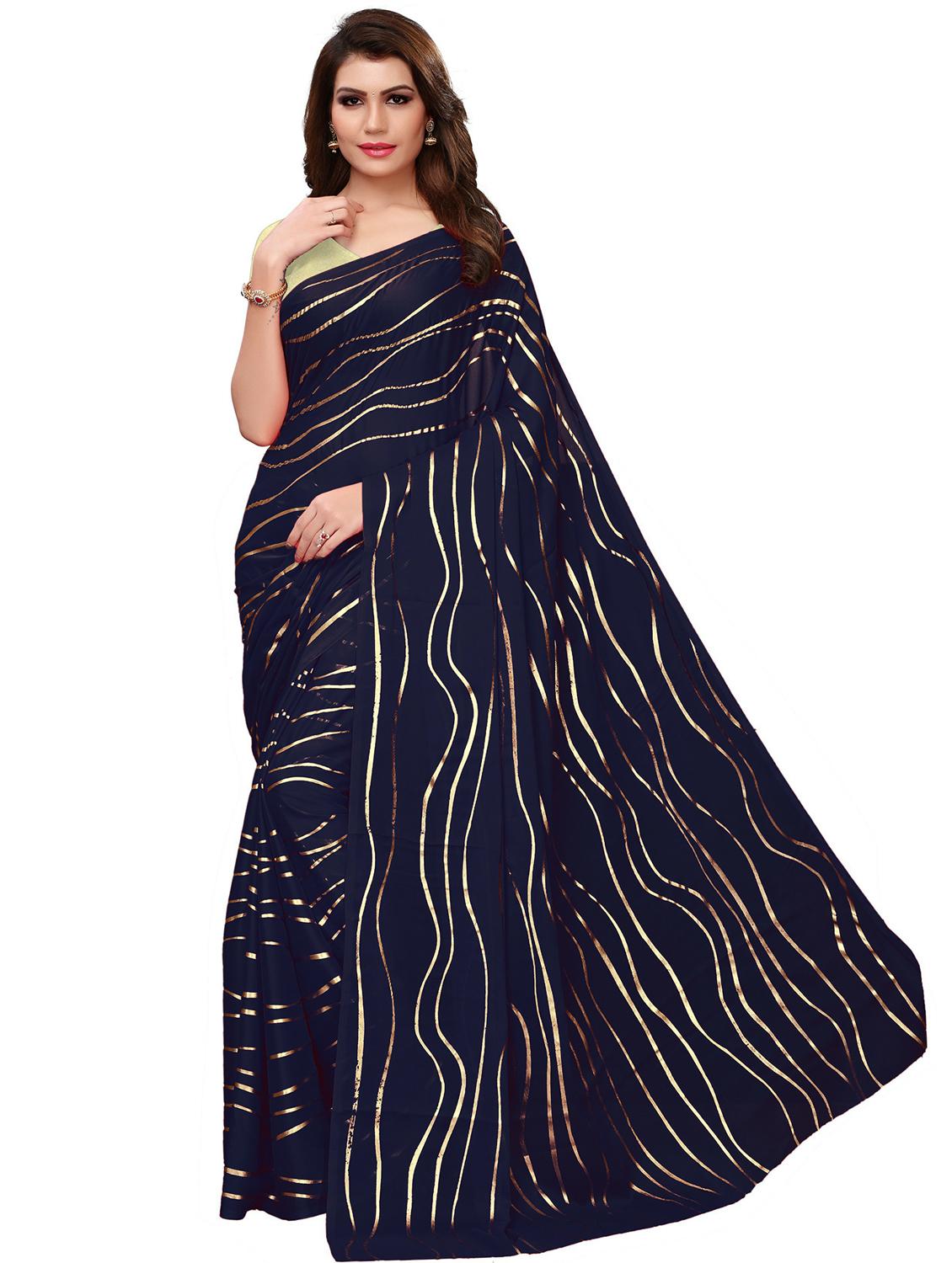dark blue leheriya self design saree with blouse - 19568402 - Zoom Image - 0