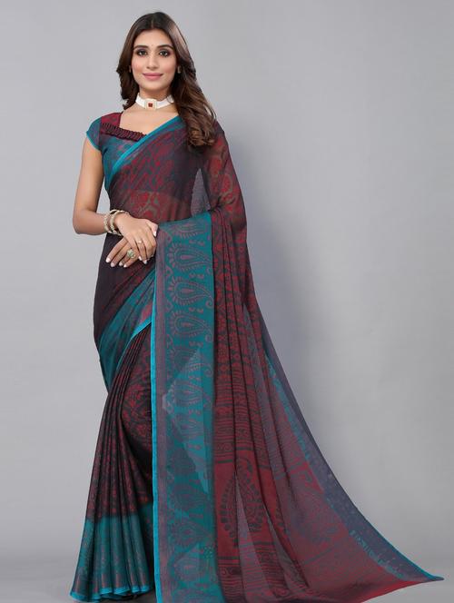 maroon woven self design  saree with  blouse  with blouse - 19568406 -  Standard Image - 0