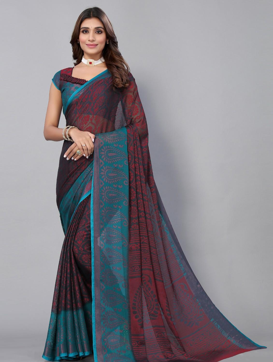 maroon woven self design  saree with  blouse  with blouse - 19568406 -  Zoom Image - 0