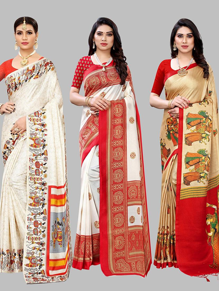 combo printed saree with blouse - 19568450 - Zoom Image - 0