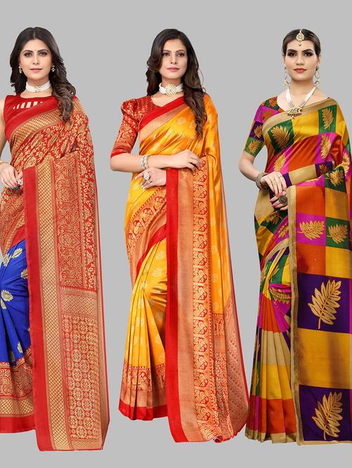 printed silk saree combo with blouse - 19568499 - Standard Image - 0