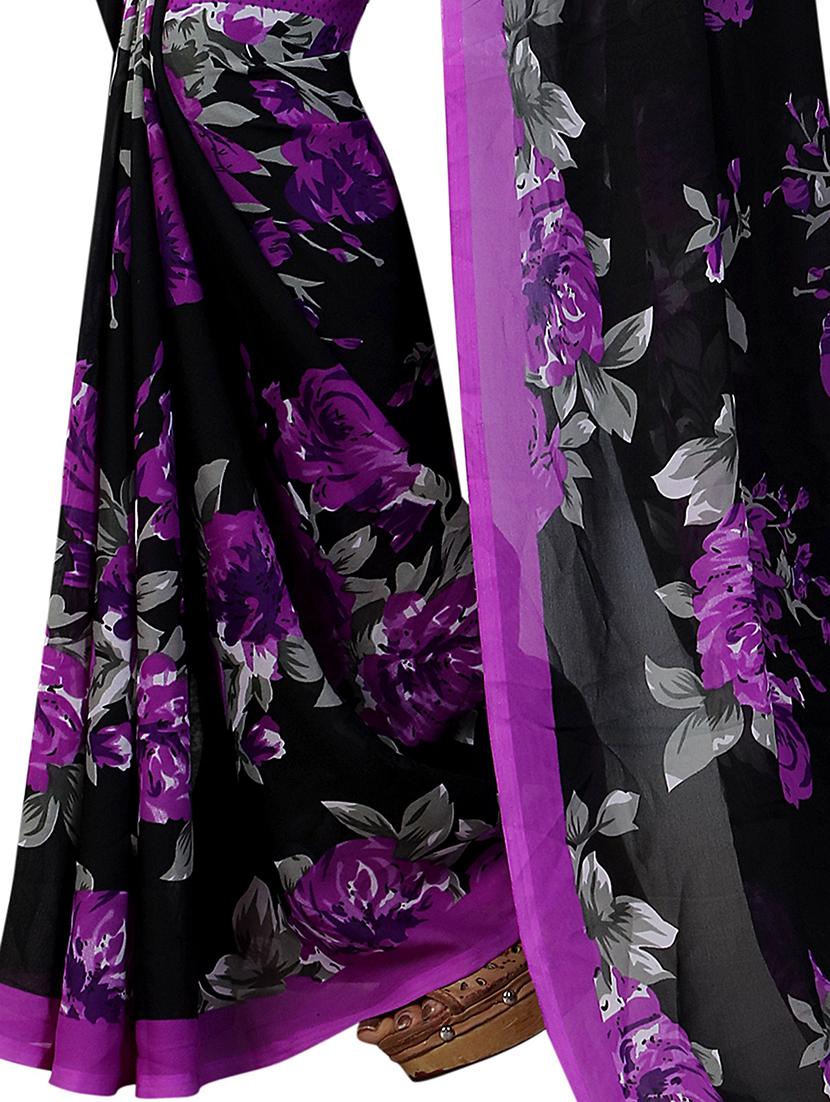 purple georgette printed saree - 19568518 - Standard Image - 3