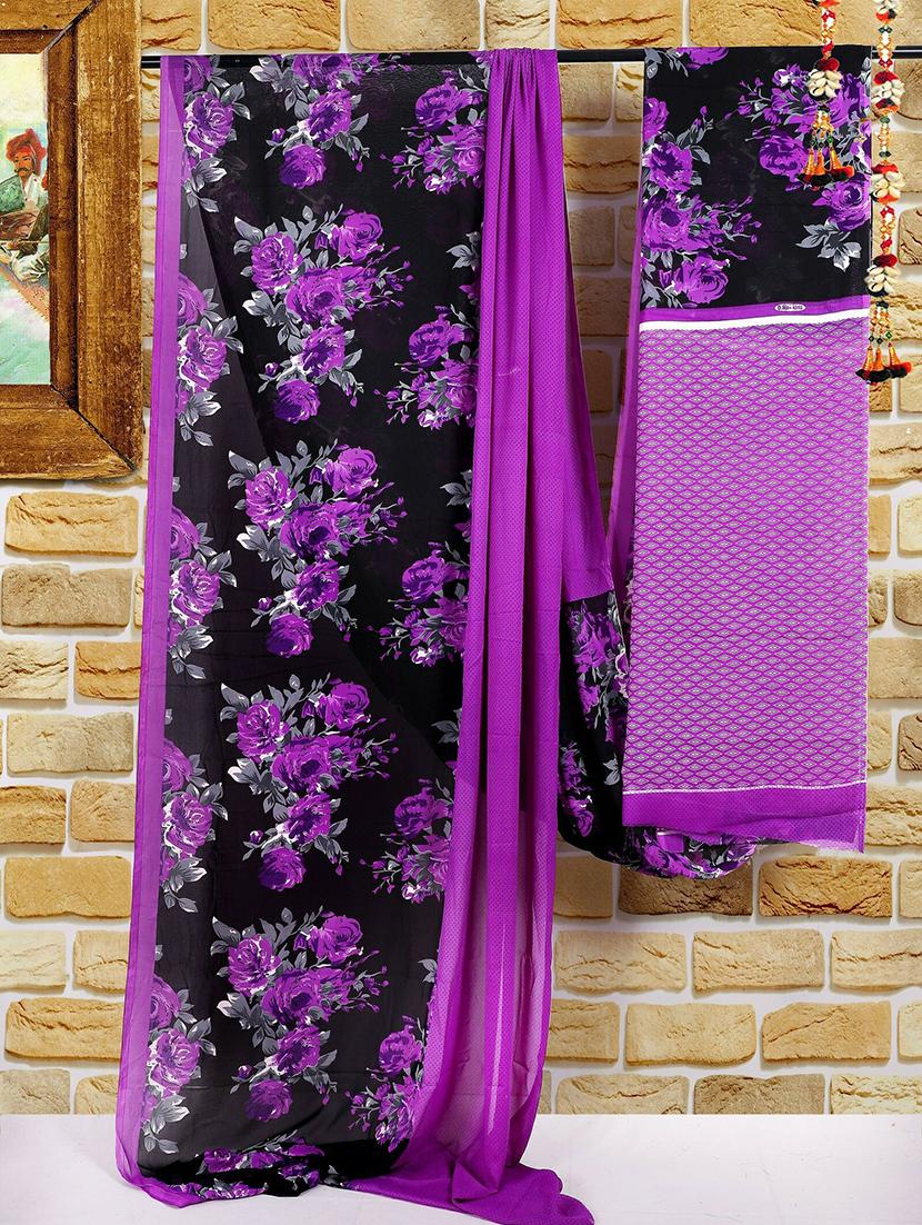 purple georgette printed saree - 19568518 - Standard Image - 5
