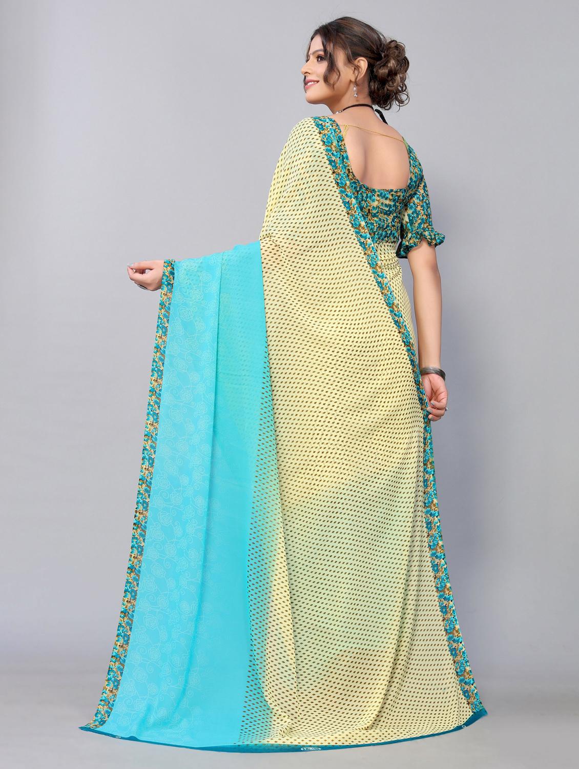 beige georgette printed saree with blouse - 19568654 - Standard Image - 3