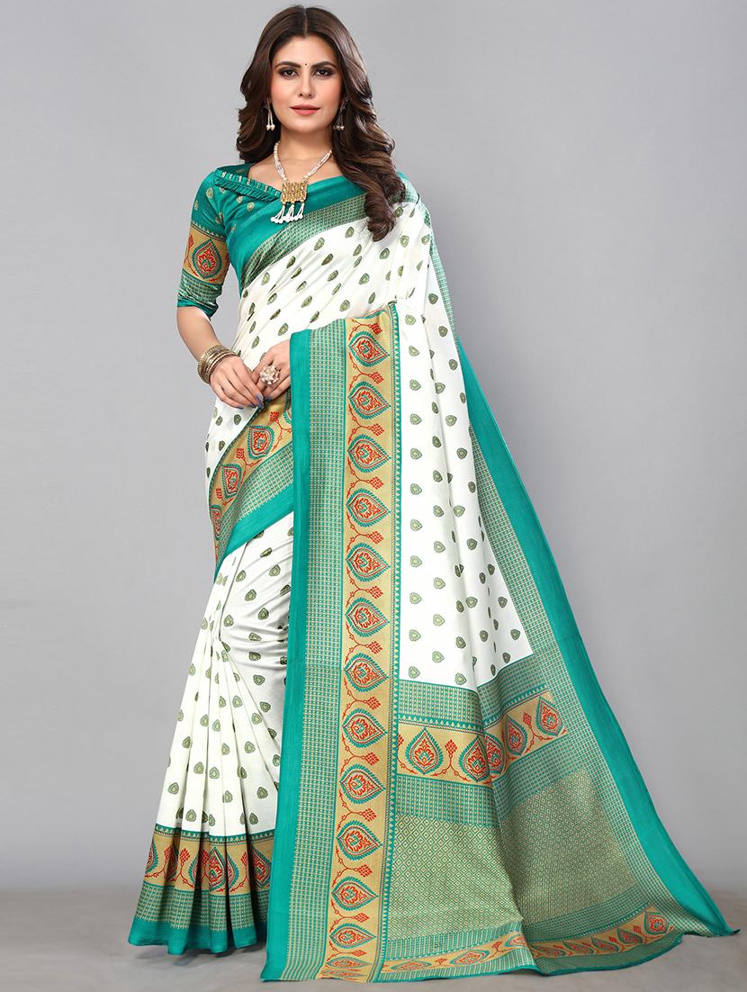 white art silk woven saree with blouse - 19568713 - Zoom Image - 0