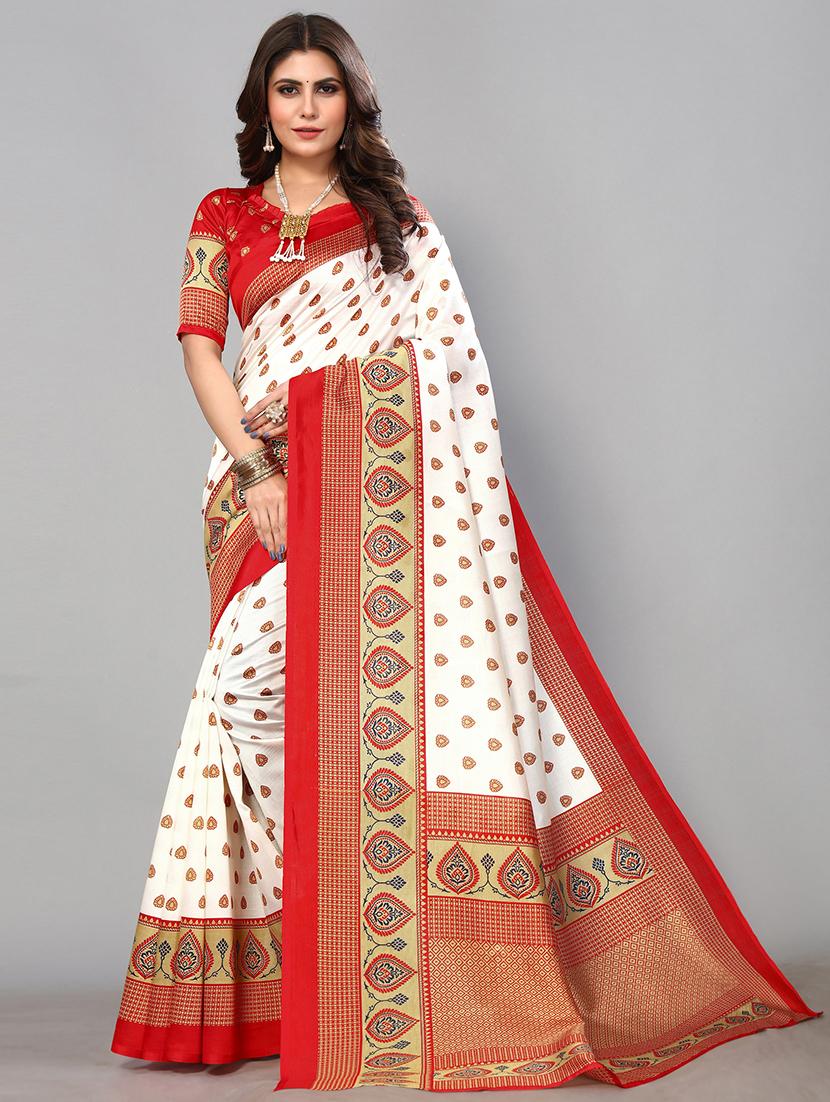 red art silk woven saree with blouse - 19568724 - Zoom Image - 0