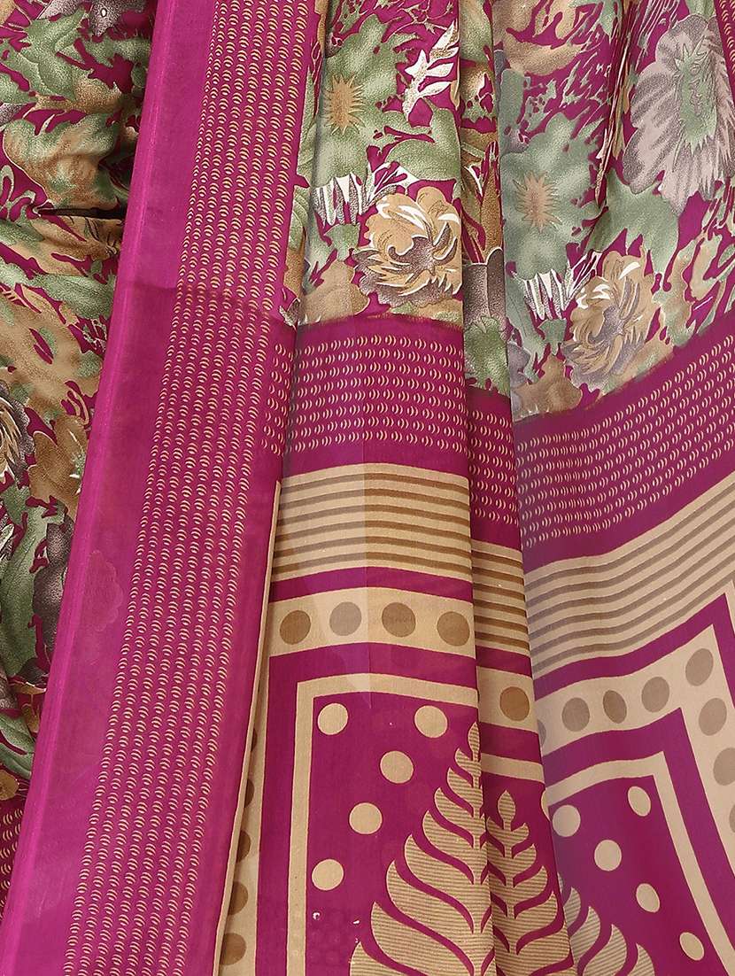 Purple Georgette Printed Saree With Blouse - 19568758 -  Standard Image - 3