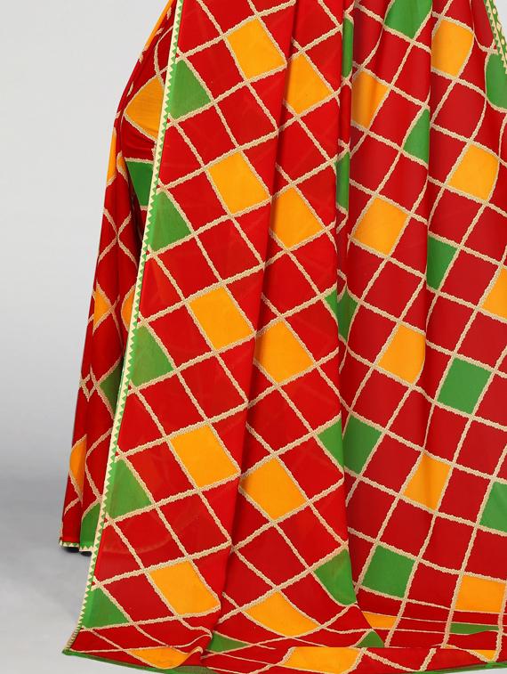 red georgette printed woven saree with blouse - 19568892 - Standard Image - 3