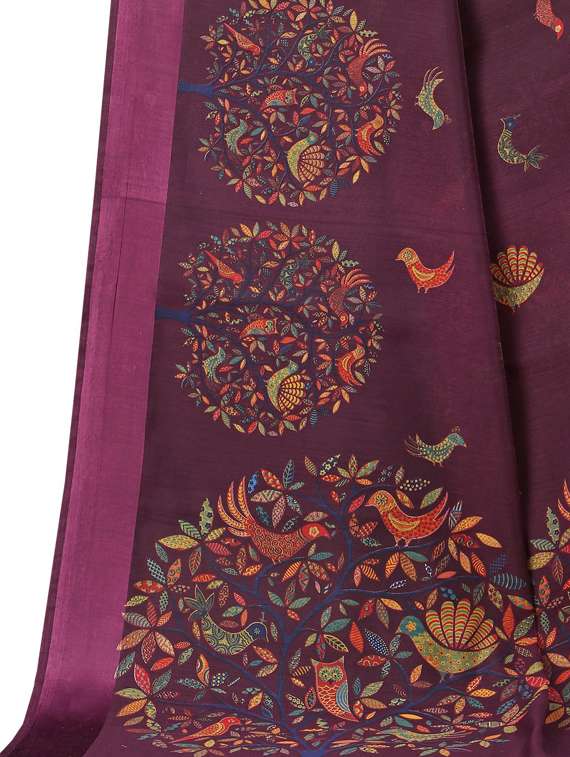 purple linen bhagalpuri saree with blouse - 19568925 -  Standard Image - 3