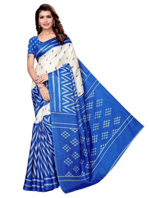 off white art silk woven saree with blouse - 19569162 - Standard Image - 0