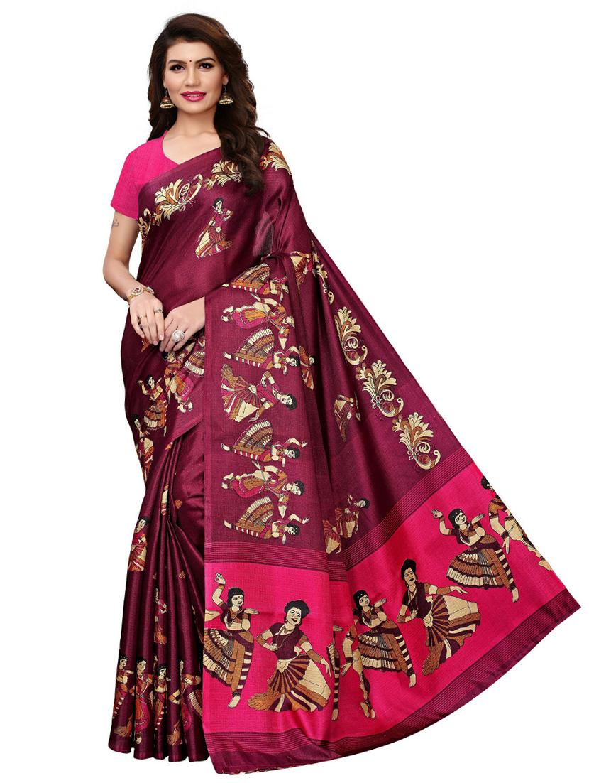 pack off 2 printed sarees with blouse - 19569275 - Zoom Image - 0