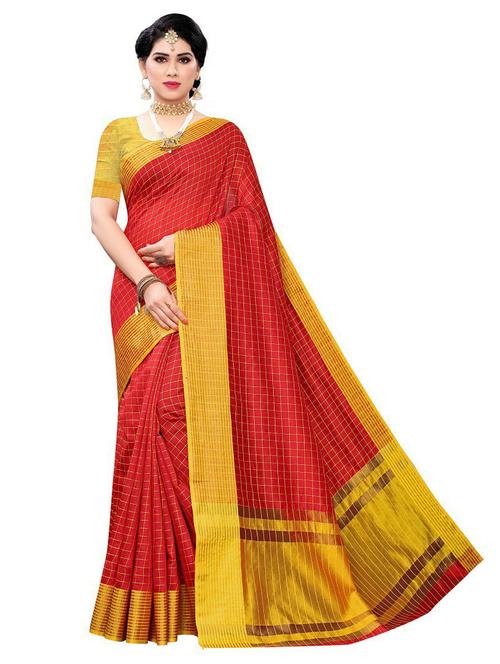 check printed self design saree - 19569368 -  Standard Image - 0
