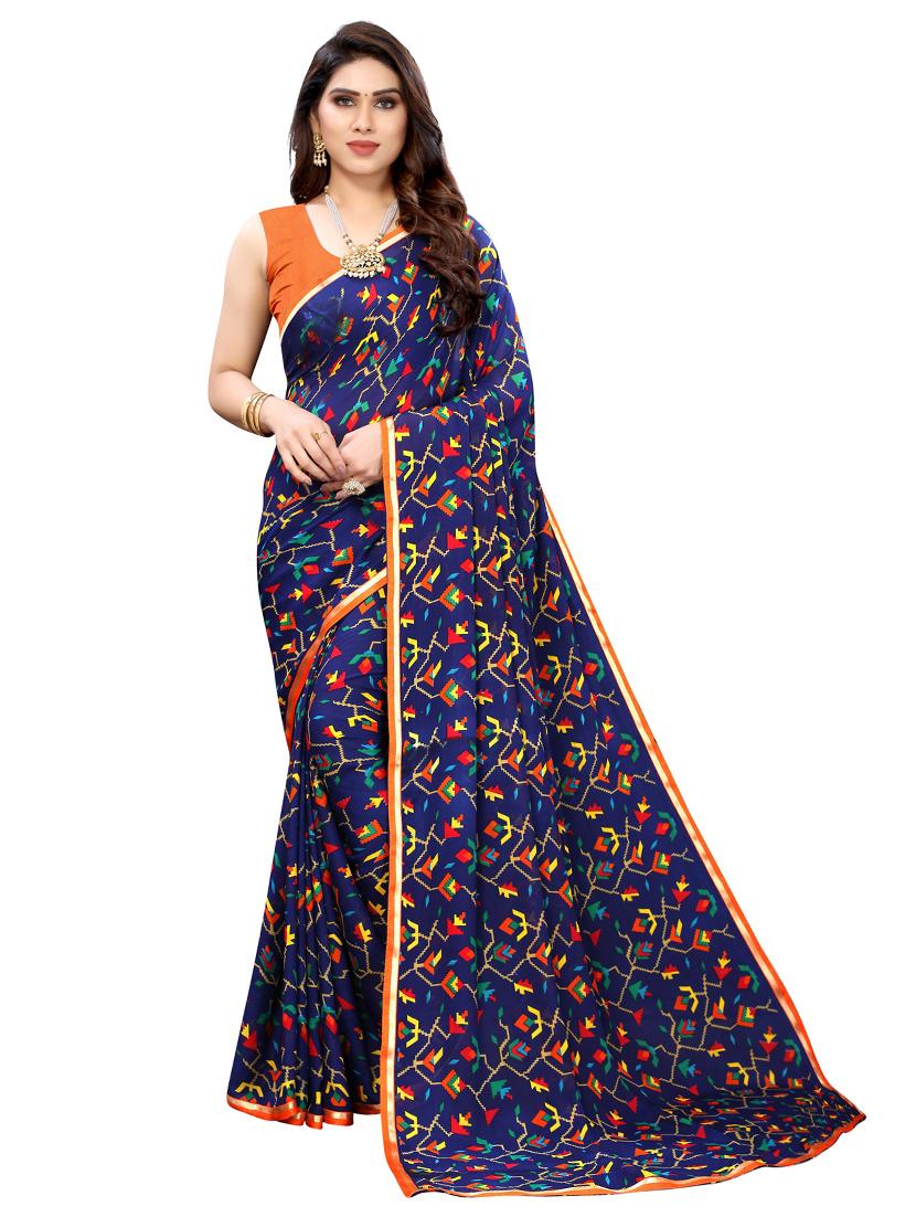 floral printed saree with blouse - 19569372 -  Zoom Image - 0