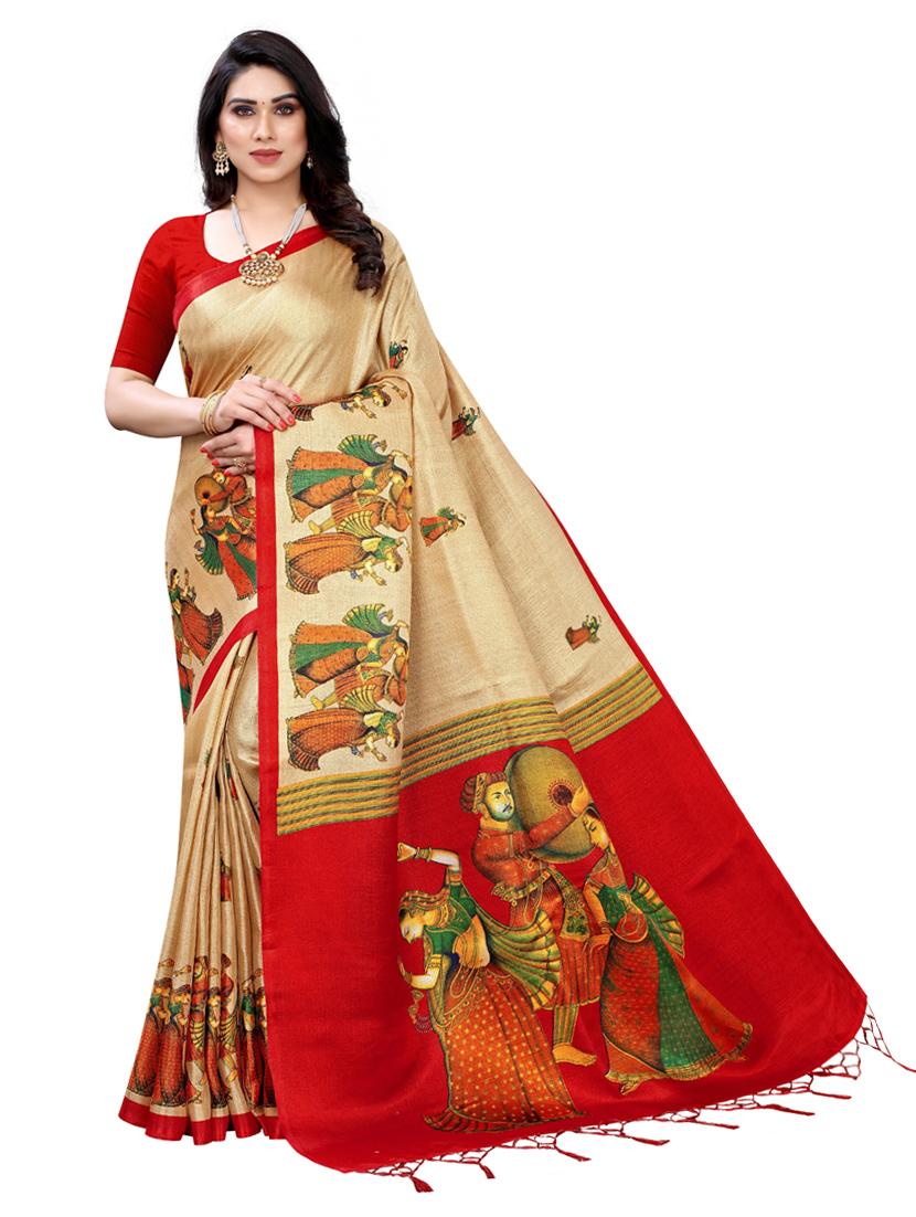 madhubani printed saree with blouse - 19571164 -  Zoom Image - 0