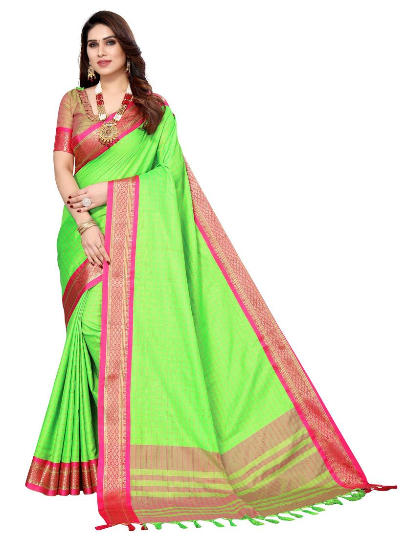 light green chettinadu saree with blouse - 19571267 -  Zoom Image - 0