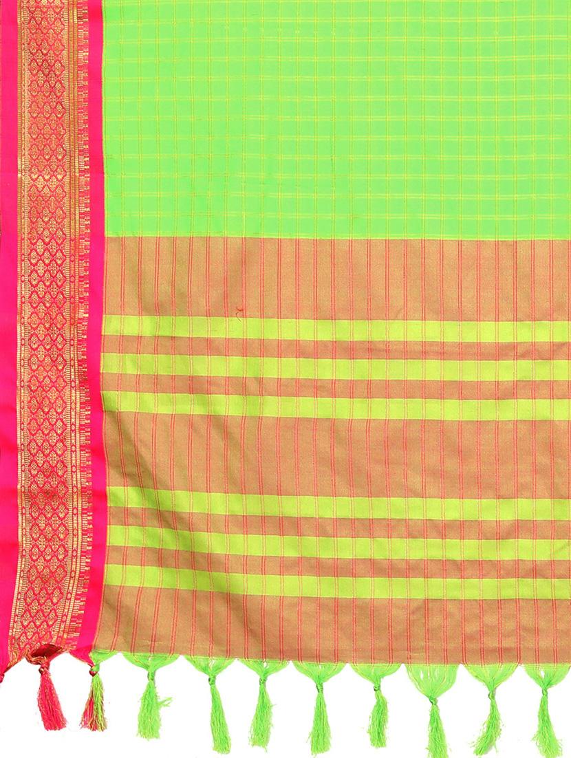 light green chettinadu saree with blouse - 19571267 - Standard Image - 3