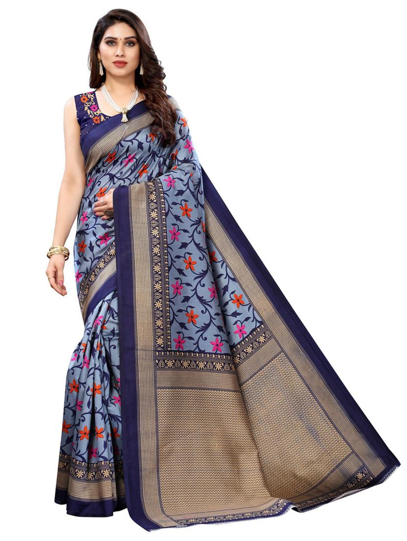 pack off 3 printed sarees with blouse - 19571311 - Standard Image - 3