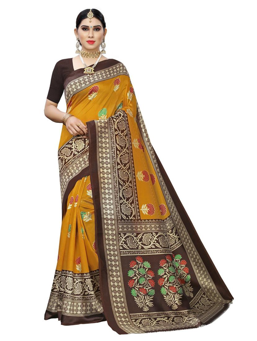 pack off 3 printed sarees with blouse - 19571318 - Standard Image - 3