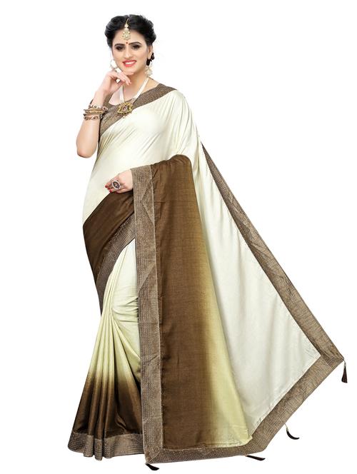 ombre print bordered saree with blouse - 19572288 - Standard Image - 0