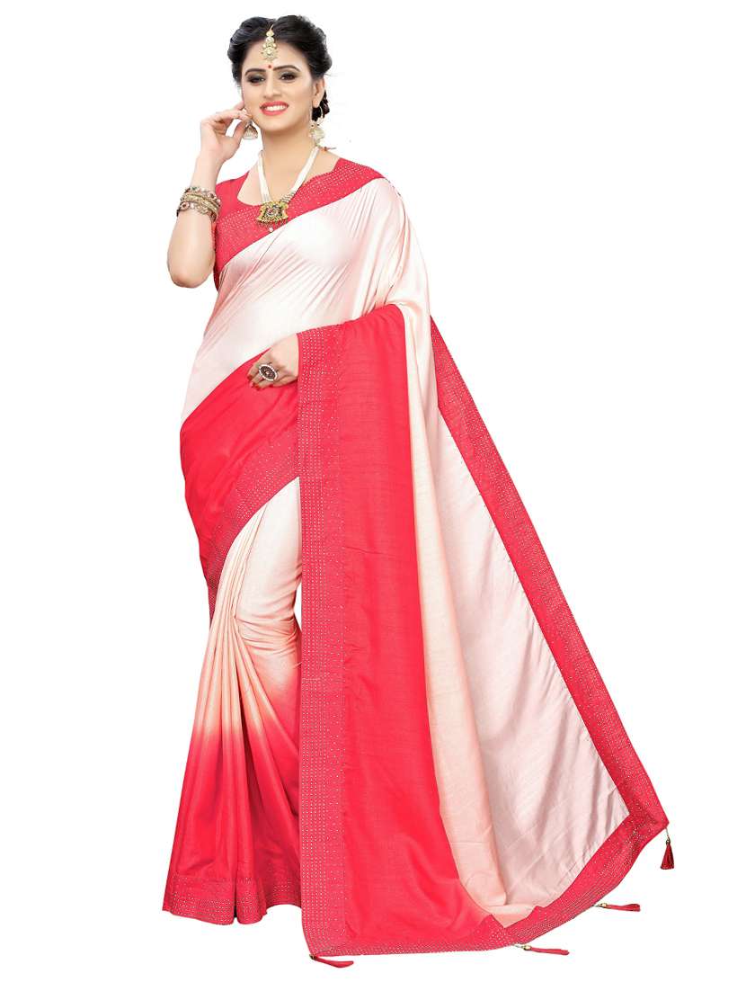 ombre print bordered saree with blouse - 19572291 -  Zoom Image - 0