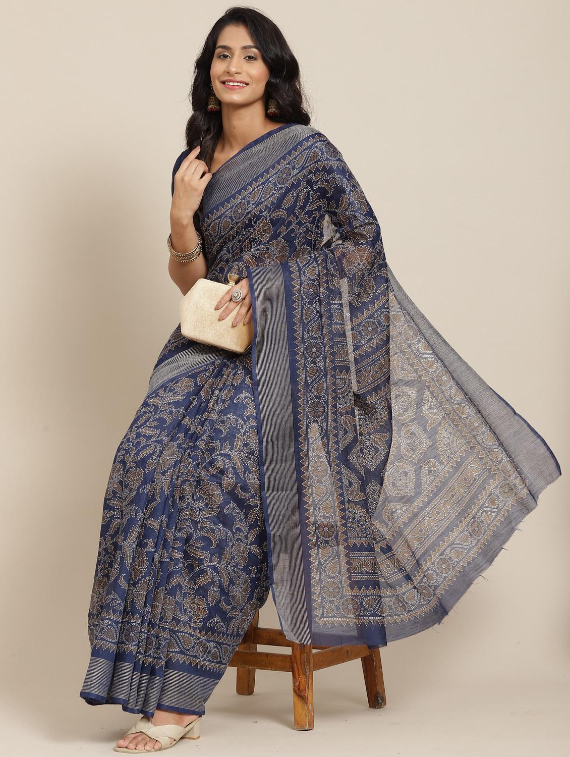 floral printed saree with blouse - 19572714 -  Zoom Image - 0