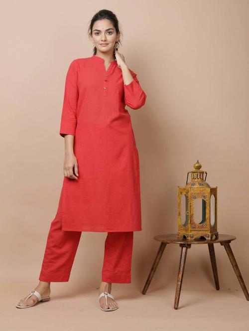 mandarin collar kurta pant set - 19577853 - Standard Image - 0