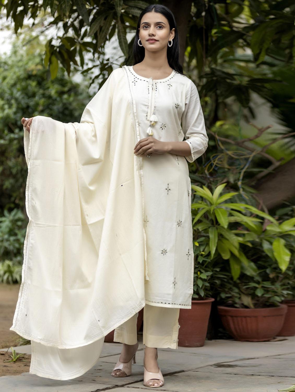 key hole neck dupatta bottom set - 19577871 -  Zoom Image - 0