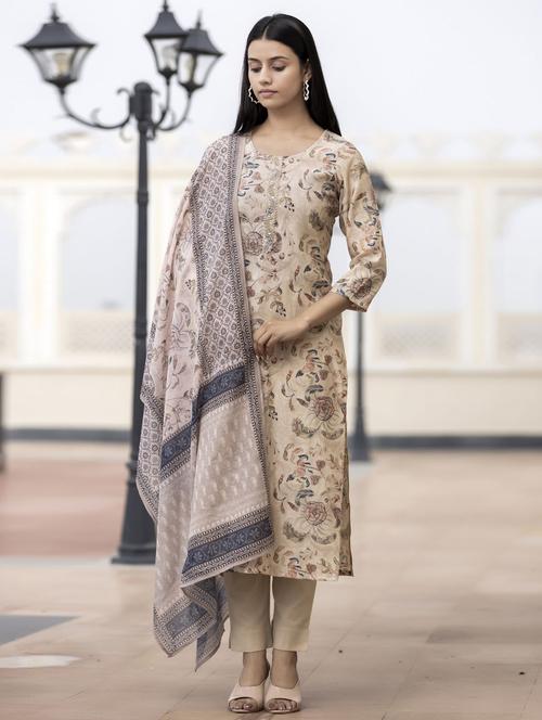 round neck dupatta bottom set - 19577873 - Standard Image - 0