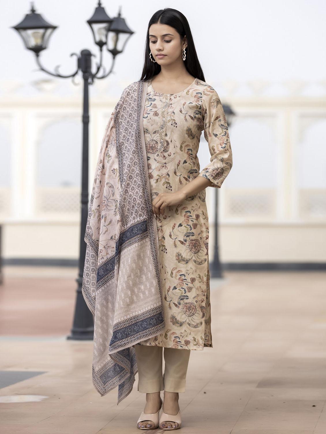 round neck dupatta bottom set - 19577873 - Zoom Image - 0