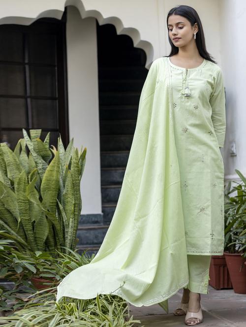 notch neck dupatta bottom set - 19577874 -  Standard Image - 0