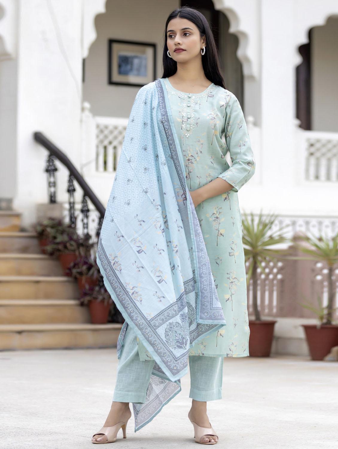 round neck dupatta bottom set - 19577889 - Zoom Image - 0