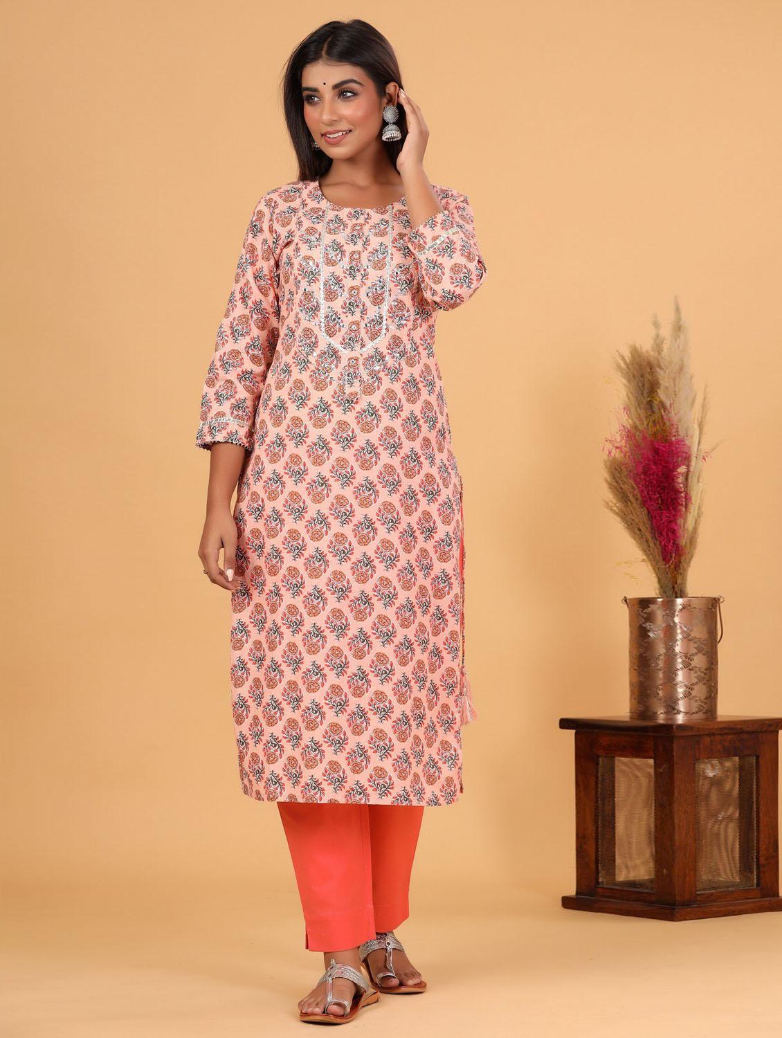 round neck kurta pant set - 19577894 - Zoom Image - 0