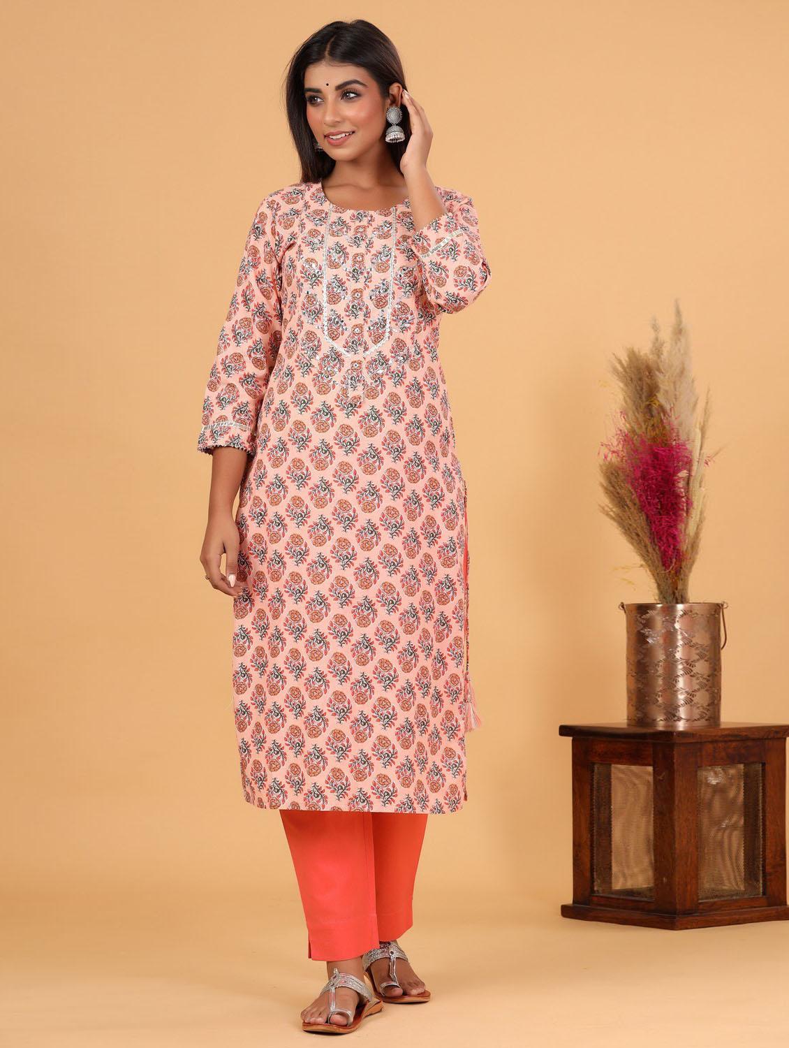 round neck kurta pant set - 19577901 - Zoom Image - 0