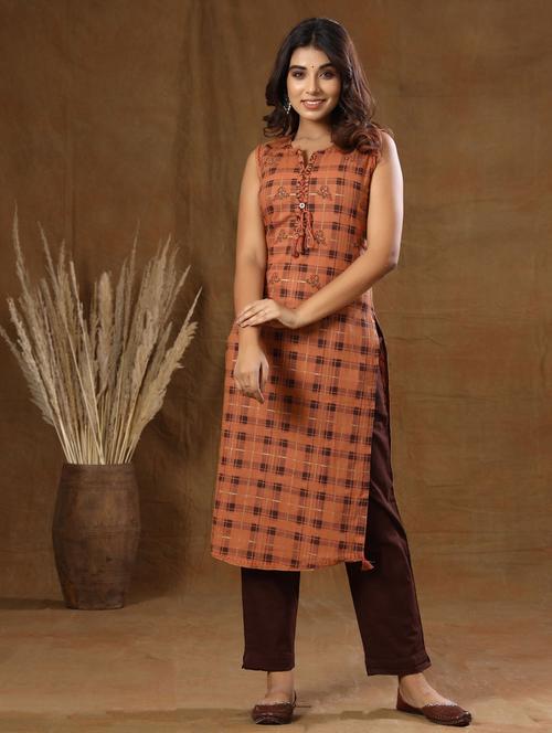 notch neck kurta pant set - 19577915 -  Standard Image - 0