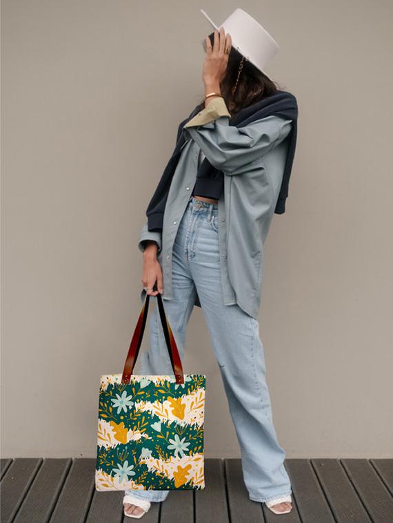 cream canvas printed tote - 19578126 - Standard Image - 5