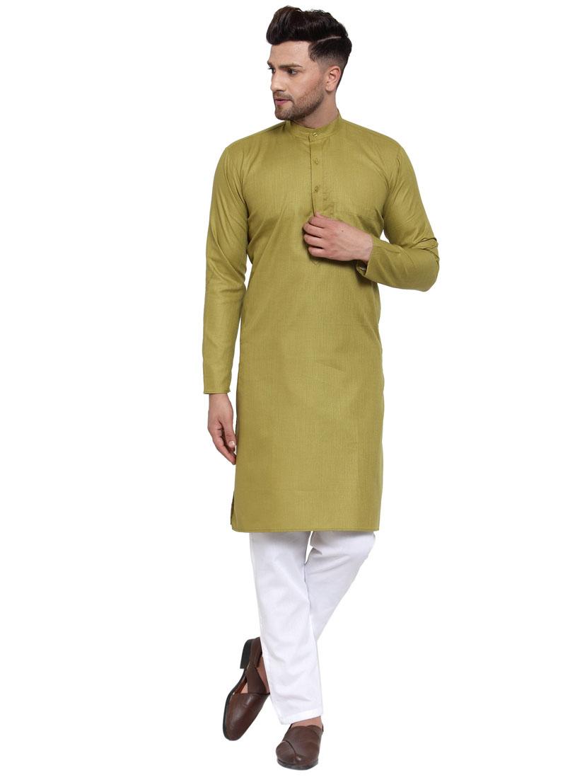 olive kurta pyjama ethnic wear set - 19578141 - Zoom Image - 0
