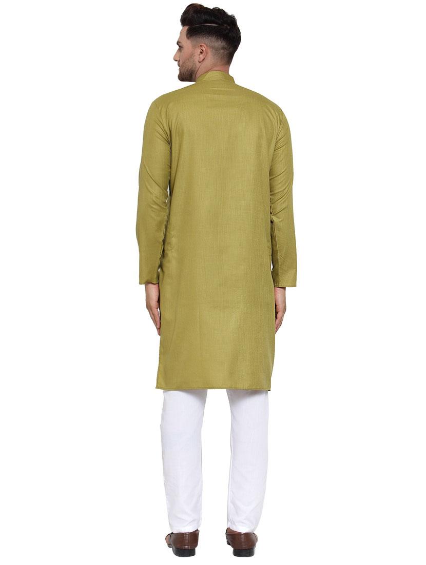 olive kurta pyjama ethnic wear set - 19578141 - Standard Image - 3