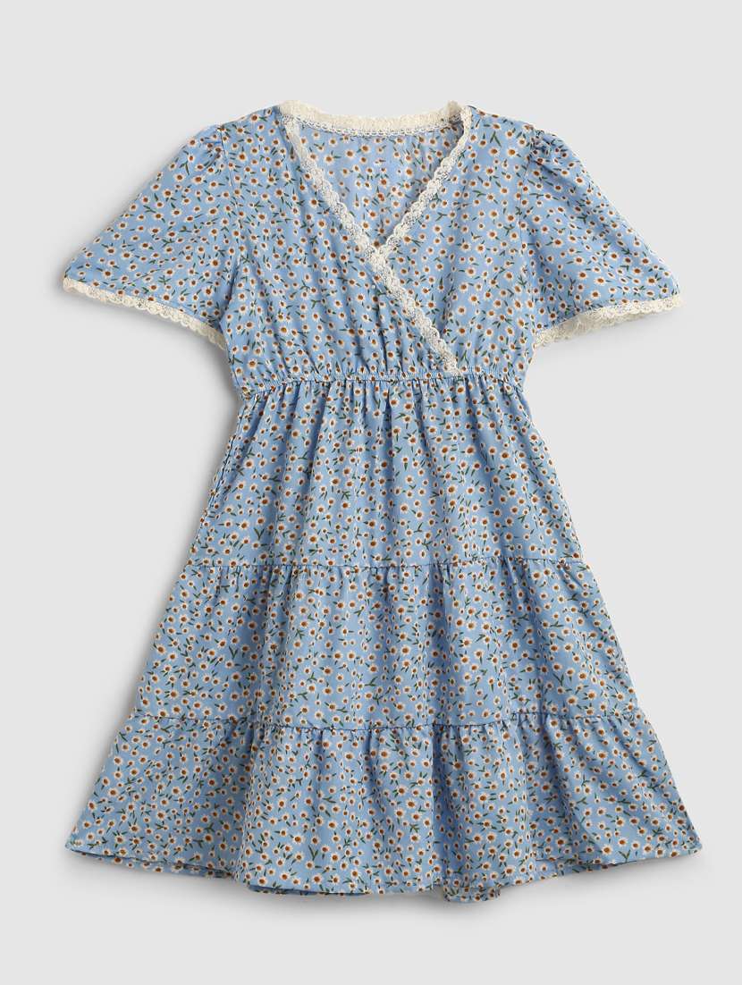 girls v neck short sleeves frock