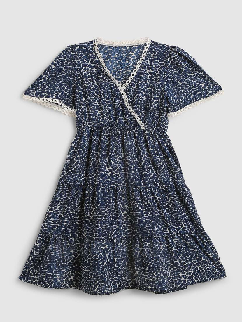 girls v neck bell sleeve frock