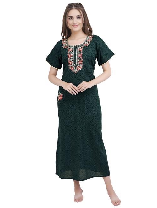embroidered yolk printed sleepshirts & nighty - 19578469 -  Standard Image - 0