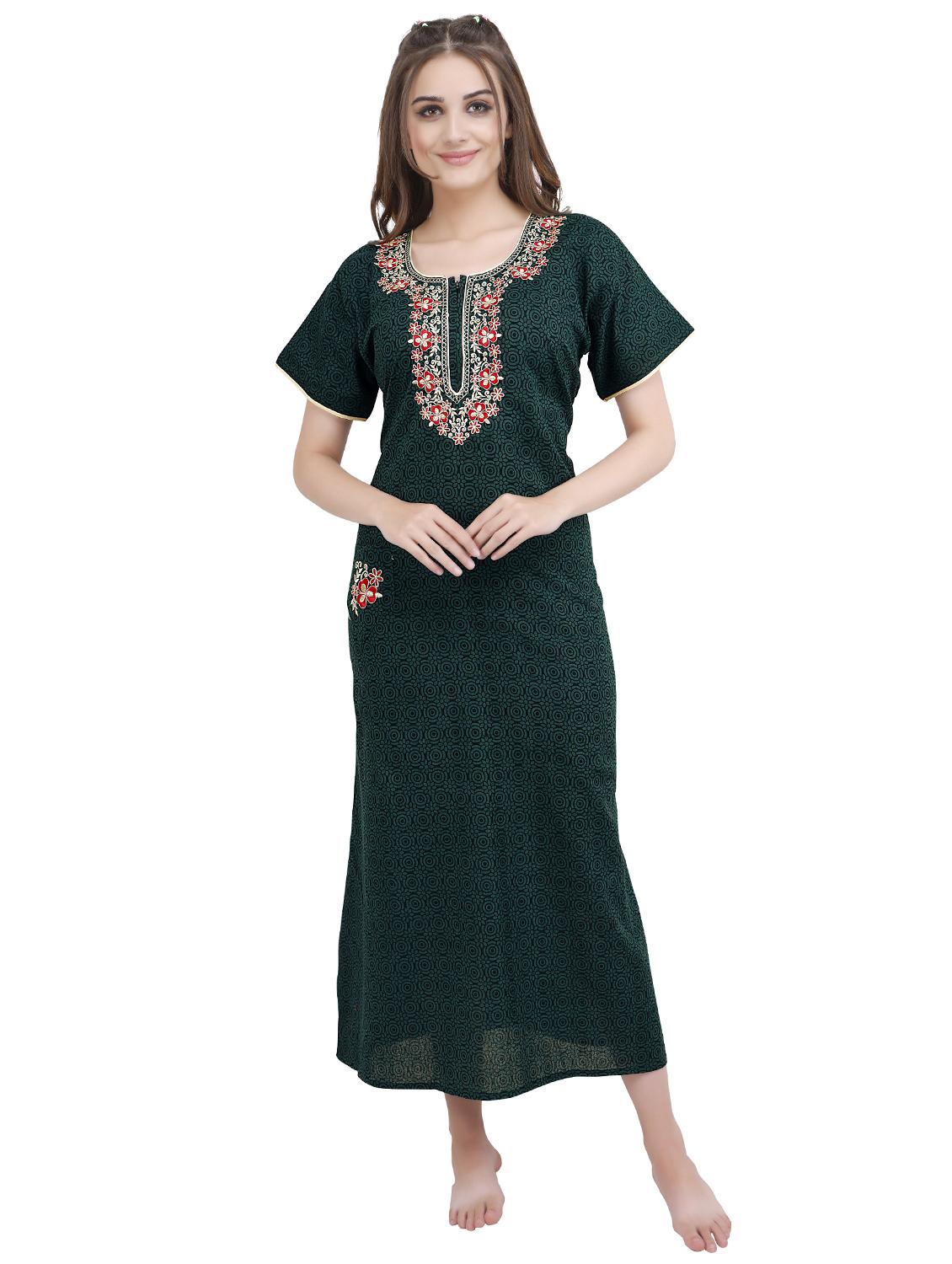 embroidered yolk printed sleepshirts & nighty - 19578469 -  Zoom Image - 0