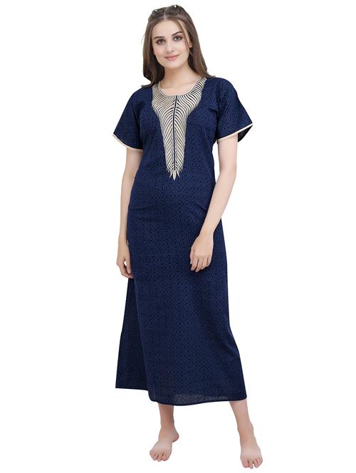 embroidered neck sleepshirts & nighty - 19578471 - Standard Image - 0