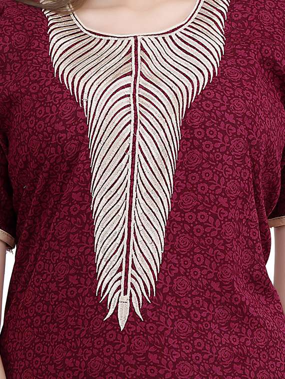 embroidered neck sleepshirts & nighty - 19578472 -  Standard Image - 3