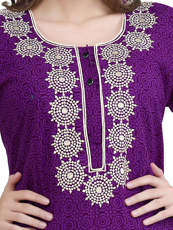 embroidered neck sleepshirts & nighty - 19578474 - Standard Image - 3