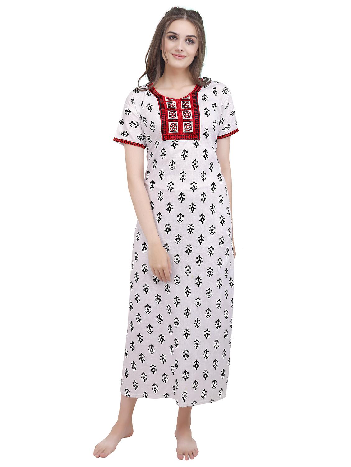 embroidered neck printed  sleepshirts & nighty - 19578475 -  Zoom Image - 0