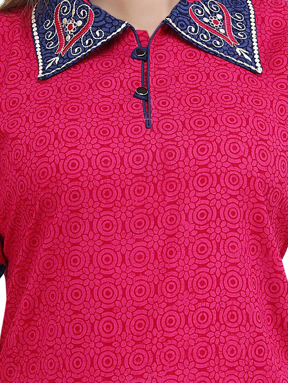 embroidered shirt collar qsleepshirts & nighty - 19578479 - Standard Image - 3